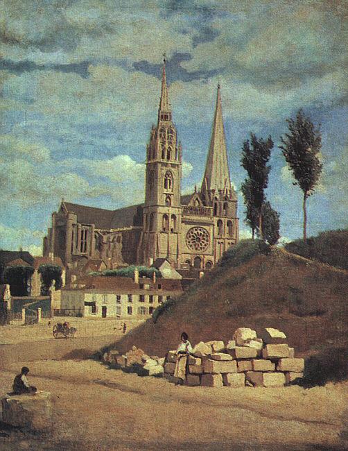  Jean Baptiste Camille  Corot Chartres Cathedral Spain oil painting art